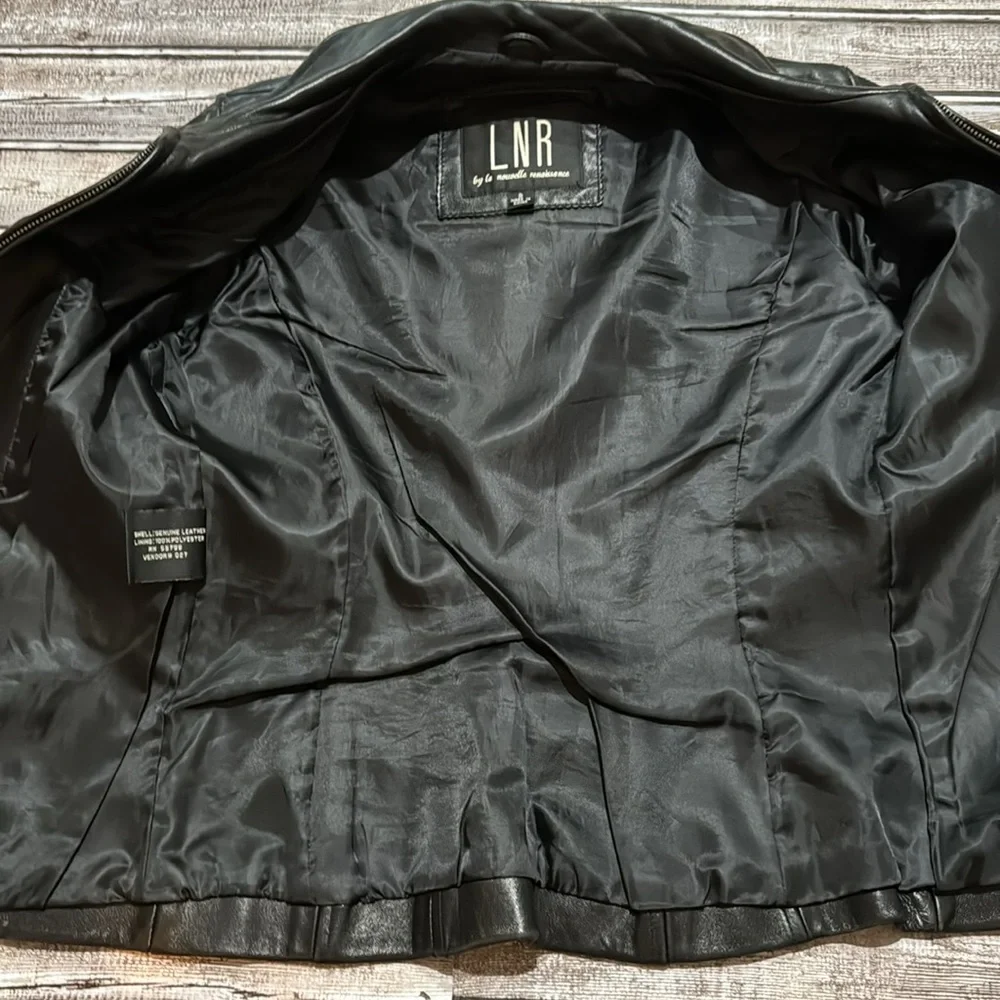 LNR Vintage Black Soft Leather Lined Pockets Zip Up Jacket Small - Picture 11 of 16